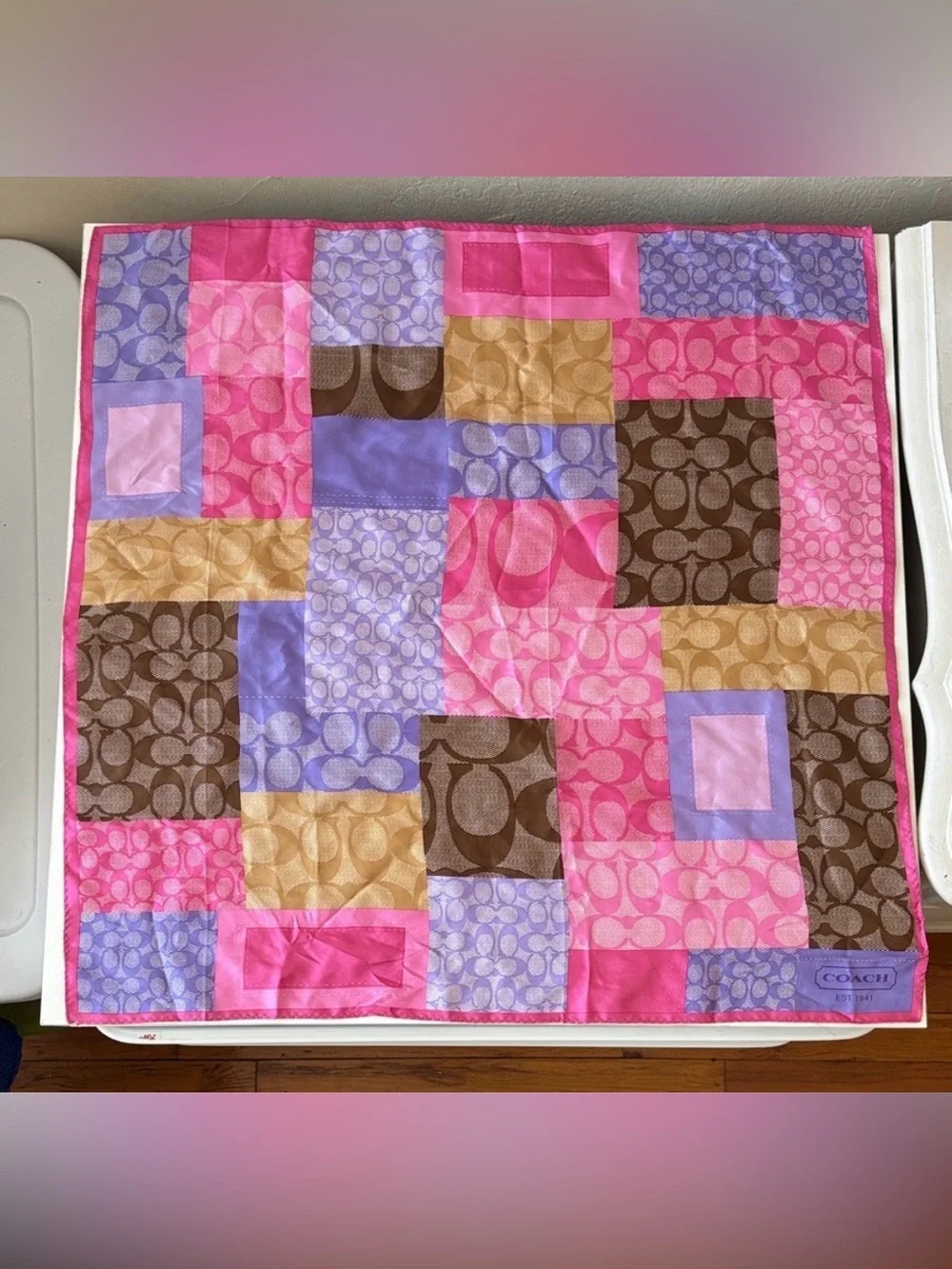 Coach Multicolor Signature Patchwork Scarf